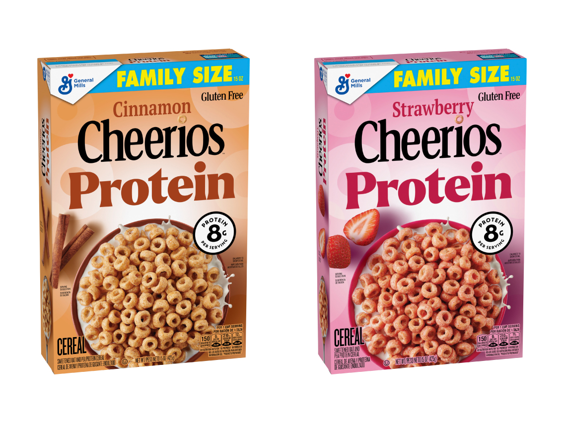 Box of Cheerios Protein Cinnamon and Cheerios Protein Strawberry